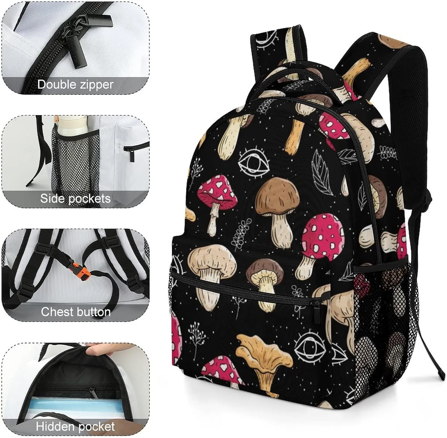 Aparajita Retro Mushrooms School Backpack Gifts Fashion Travel Laptop Backpack for Men Women Teenagers Children