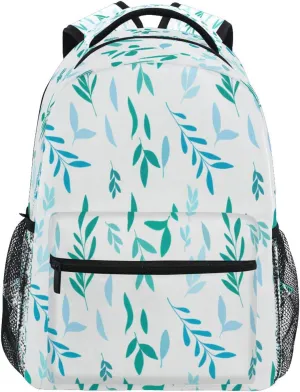 Aqua Foliage Laptop Backpack for Men & Women Lightweight Travel Daypack Waterproof College Bag for 15.6" Notebook
