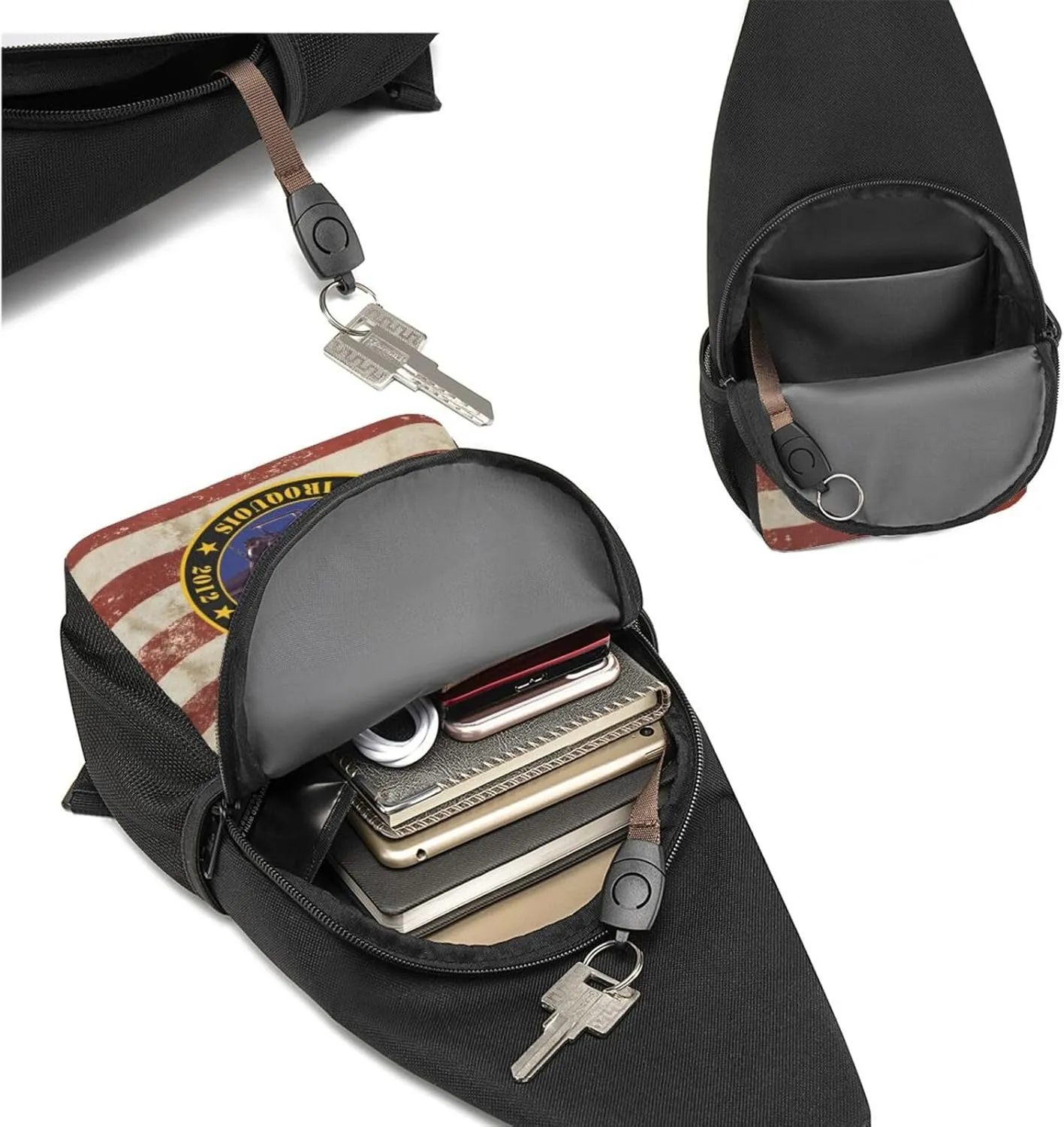 Army UH-1 Huey Tribute Sling Bag Crossbody Backpack Shoulder Casual Daypack Bags for Men