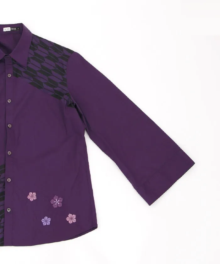 Arrow Feather Pattern & Bellflower Embroidery Shirt