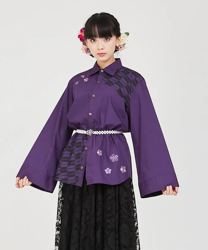 Arrow Feather Pattern & Bellflower Embroidery Shirt