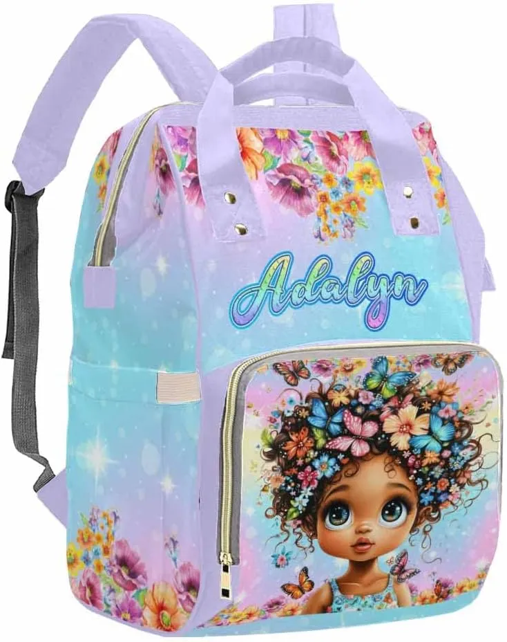 Artsadd Personalized Diaper Bag Backpack with Name Custom Princess Backpack Travel Outdoor Mommy Bag Customized Gift for Women Men Nursing Bags Gift for New Mom Dad Mother's Father's Day Gift