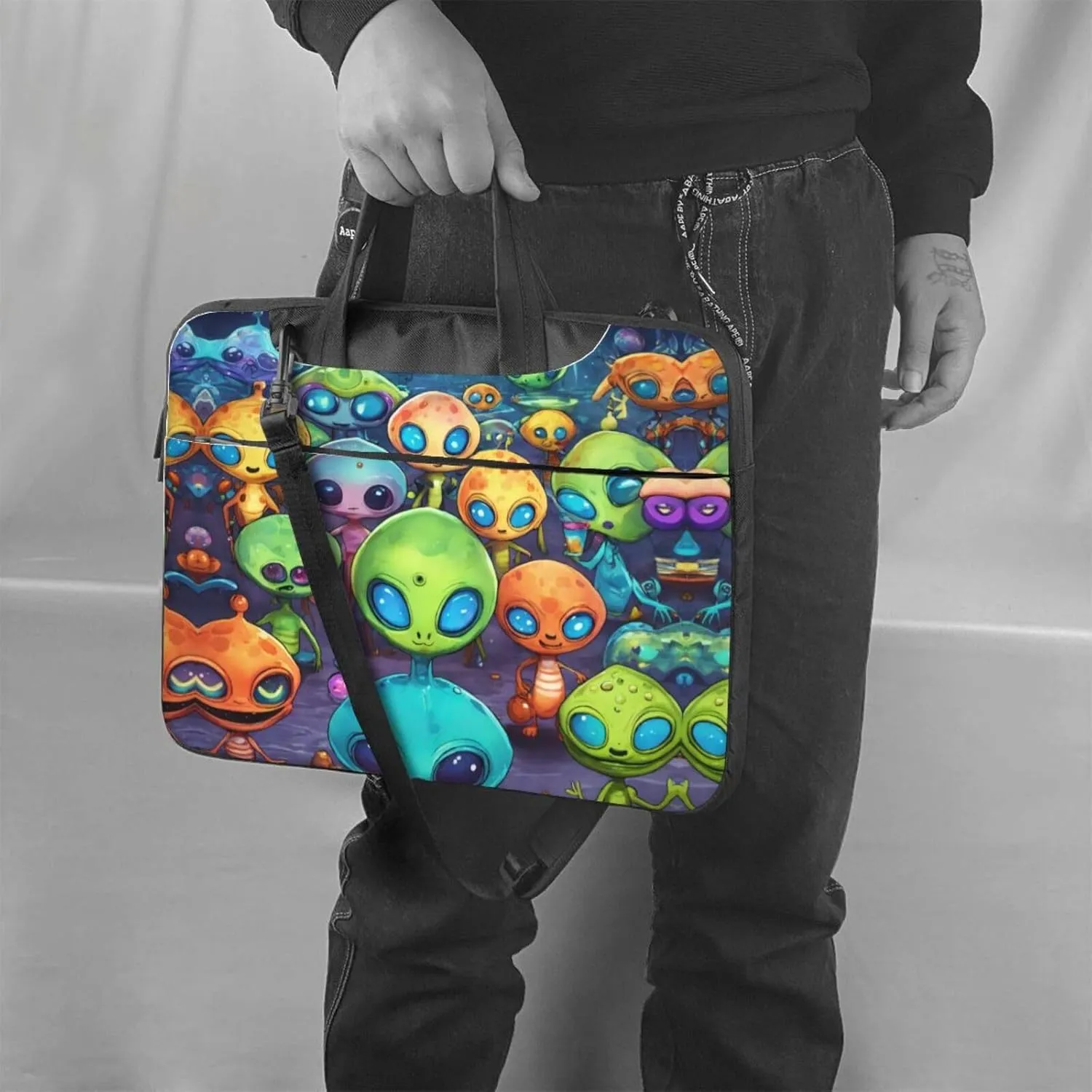 Astronaut And Alien Print Work Casual Office Laptop Shoulder Messenger Bag 13 inch 14 inch 15.6 inch