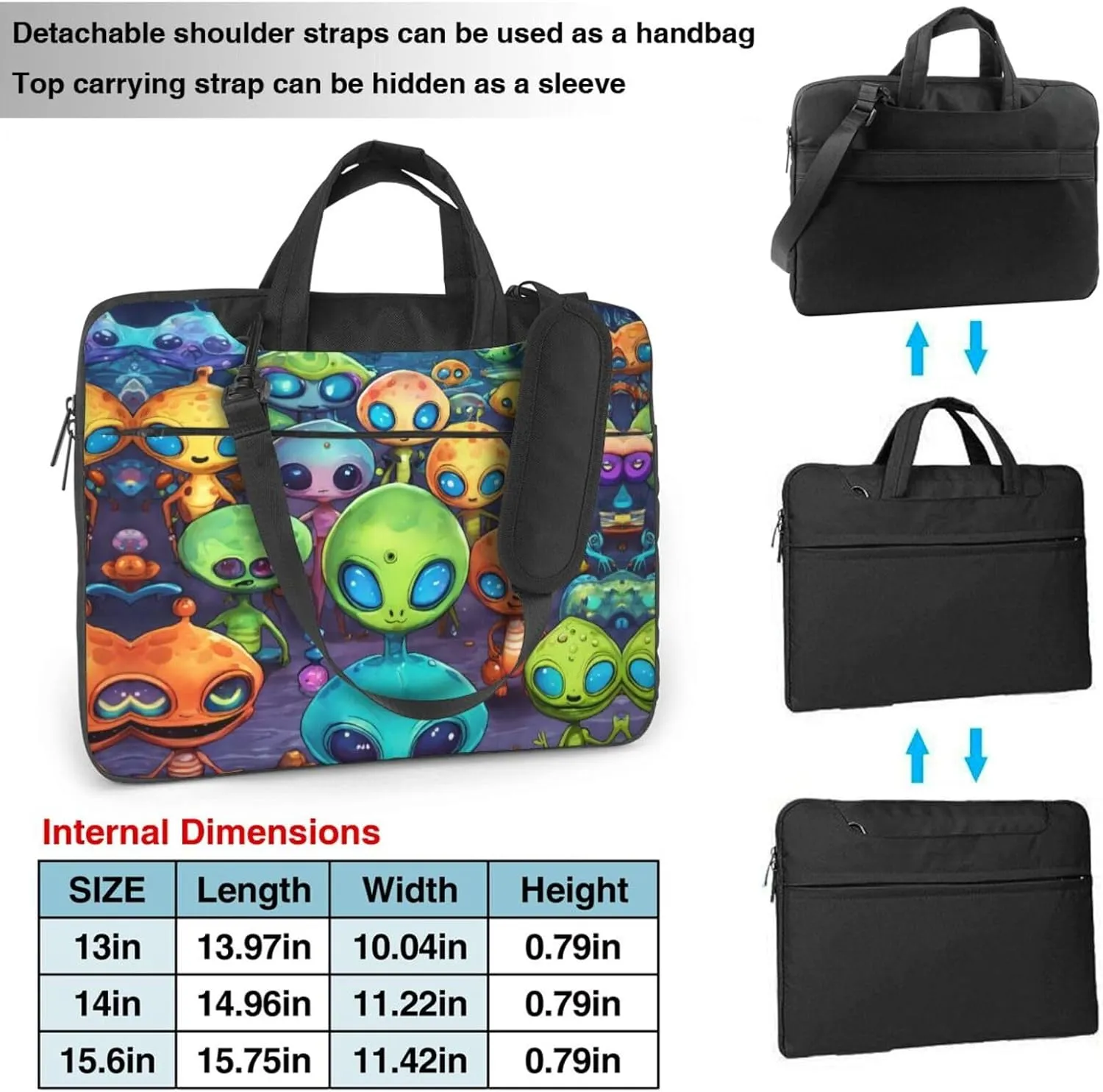 Astronaut And Alien Print Work Casual Office Laptop Shoulder Messenger Bag 13 inch 14 inch 15.6 inch