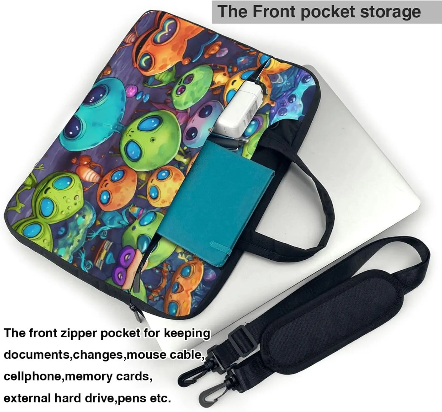 Astronaut And Alien Print Work Casual Office Laptop Shoulder Messenger Bag 13 inch 14 inch 15.6 inch