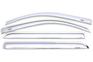 Auto Ventshade [AVS] Outside Mount Rain Guards For 2019 - 2025 Chevrolet Silverado - GMC Sierra 1500 Double Cab | Window Vent Visors, 4 pcs. - Chrome | 684804