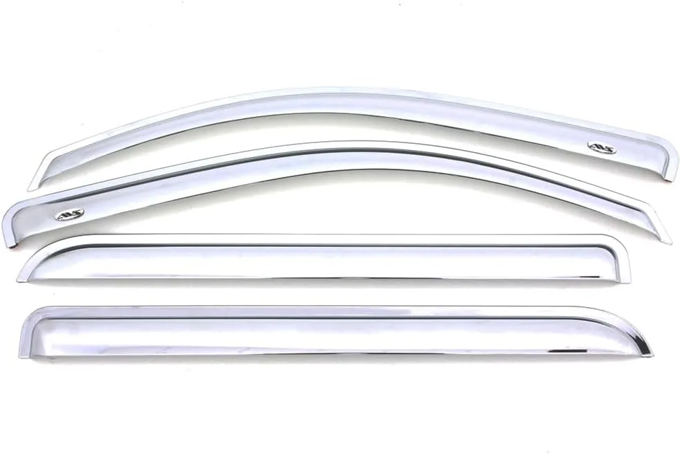 Auto Ventshade [AVS] Outside Mount Rain Guards For 2019 - 2025 Chevrolet Silverado - GMC Sierra 1500 Double Cab | Window Vent Visors, 4 pcs. - Chrome | 684804