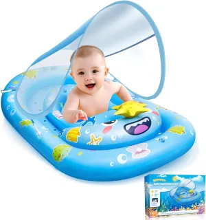 Baby Pool Buoy with Canopy - 2025 New Inflatable Baby Swim Buoy with UPF50  Solar Protection