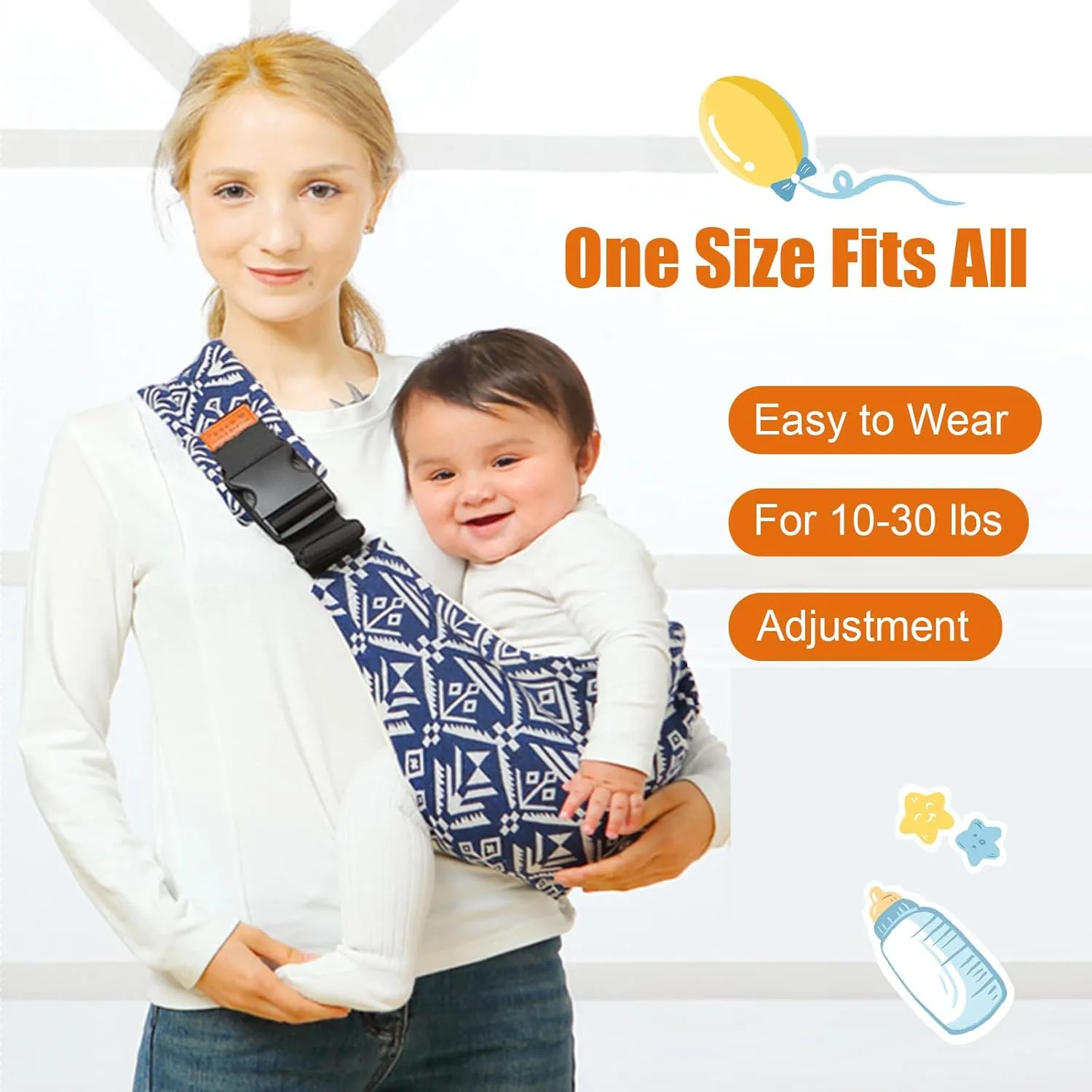Baby Sling Carrier,Toddler Carrier, 2025 New Baby Sling,Portable and Lightweight Sling,Non-Slip Hip Seat Carrying 10-30lbs(Bluesail)