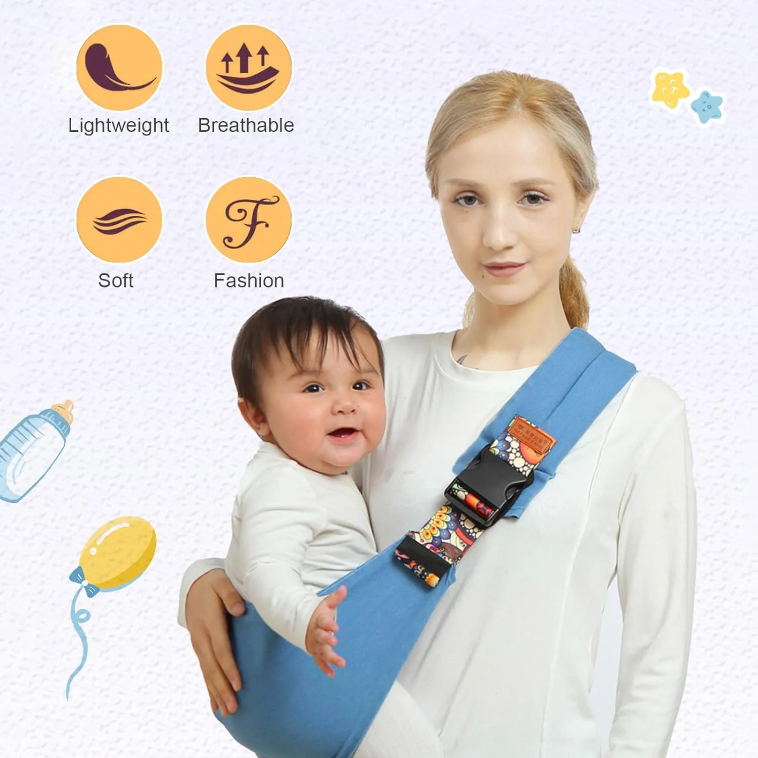 Baby Sling Carrier,Toddler Carrier, 2025 New Baby Sling,Portable and Lightweight Sling,Non-Slip Hip Seat Carrying 10-30lbs(Bluesail)