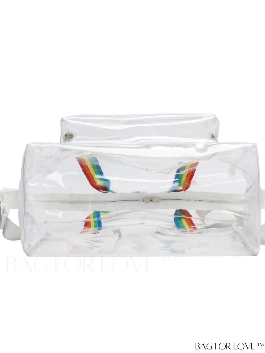 BagForLove - Rainbow Striped Handle Clear Beach Bag with Multiple Pockets