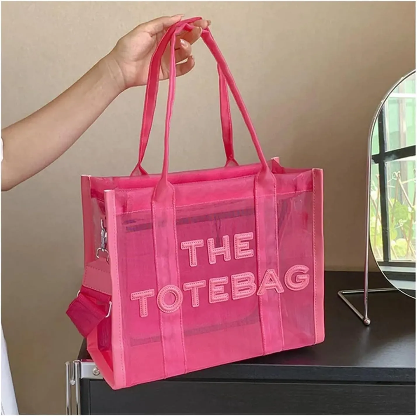 bags SwiftBuy The Tote Bag For Women Designer Bag Clear Handbags Shopping Pink Transparent Shoulder Messenger Beach Hand Bags
