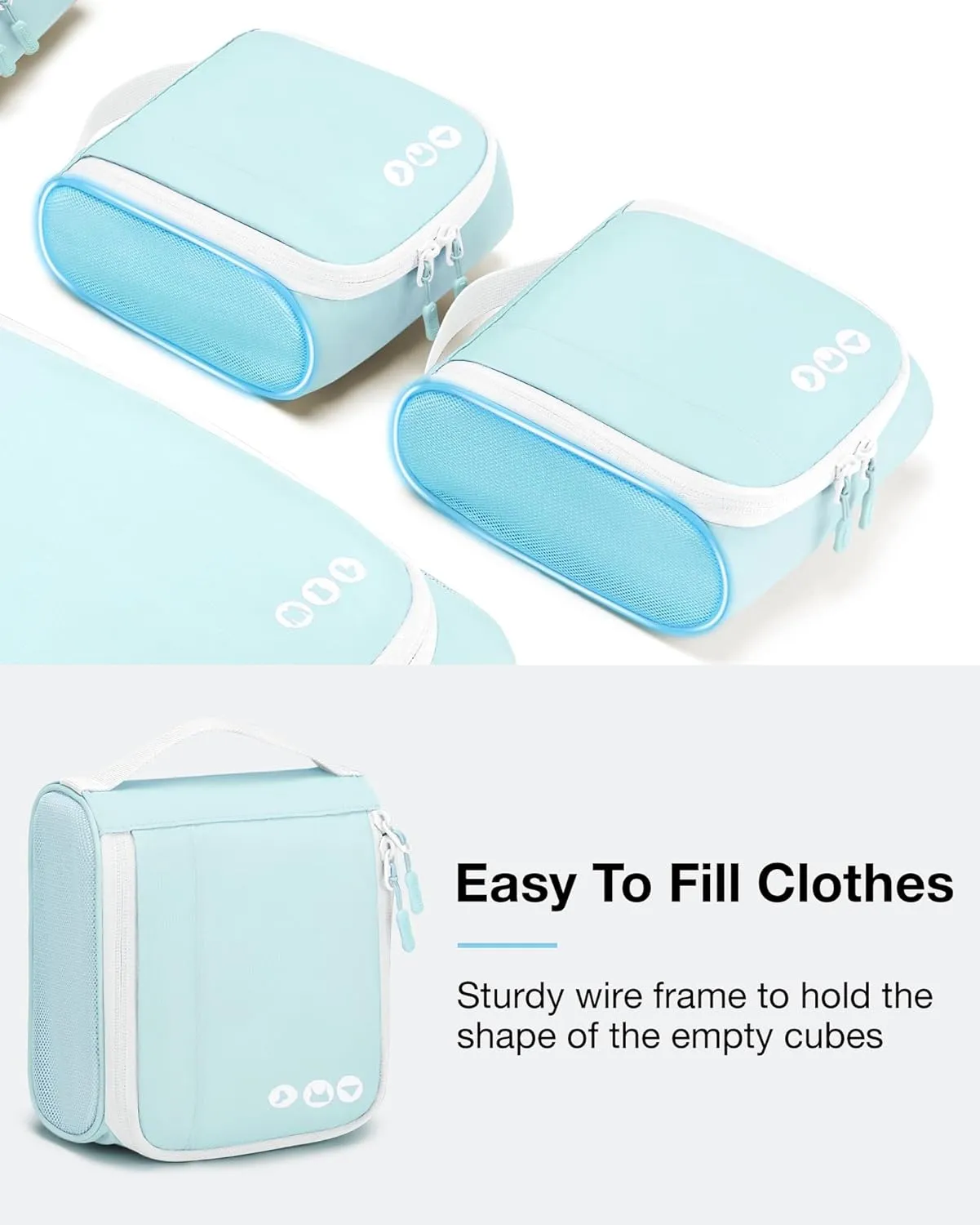 BAGSMART Keep Shape Packing Cubes for Travel, 6 Set Travel Cubes for Packing, Lightweight Suitcase Organizer Bags Set for Travel Essentials