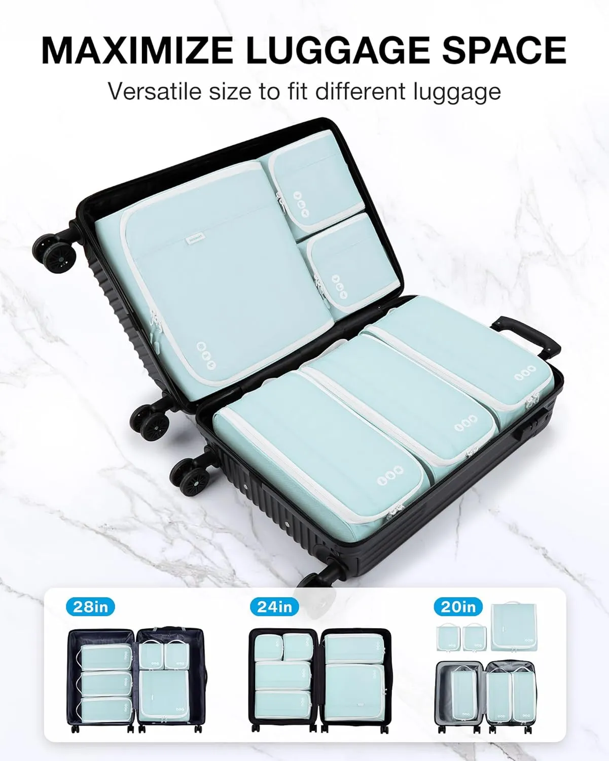 BAGSMART Keep Shape Packing Cubes for Travel, 6 Set Travel Cubes for Packing, Lightweight Suitcase Organizer Bags Set for Travel Essentials