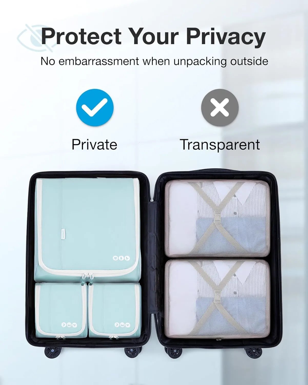 BAGSMART Keep Shape Packing Cubes for Travel, 6 Set Travel Cubes for Packing, Lightweight Suitcase Organizer Bags Set for Travel Essentials