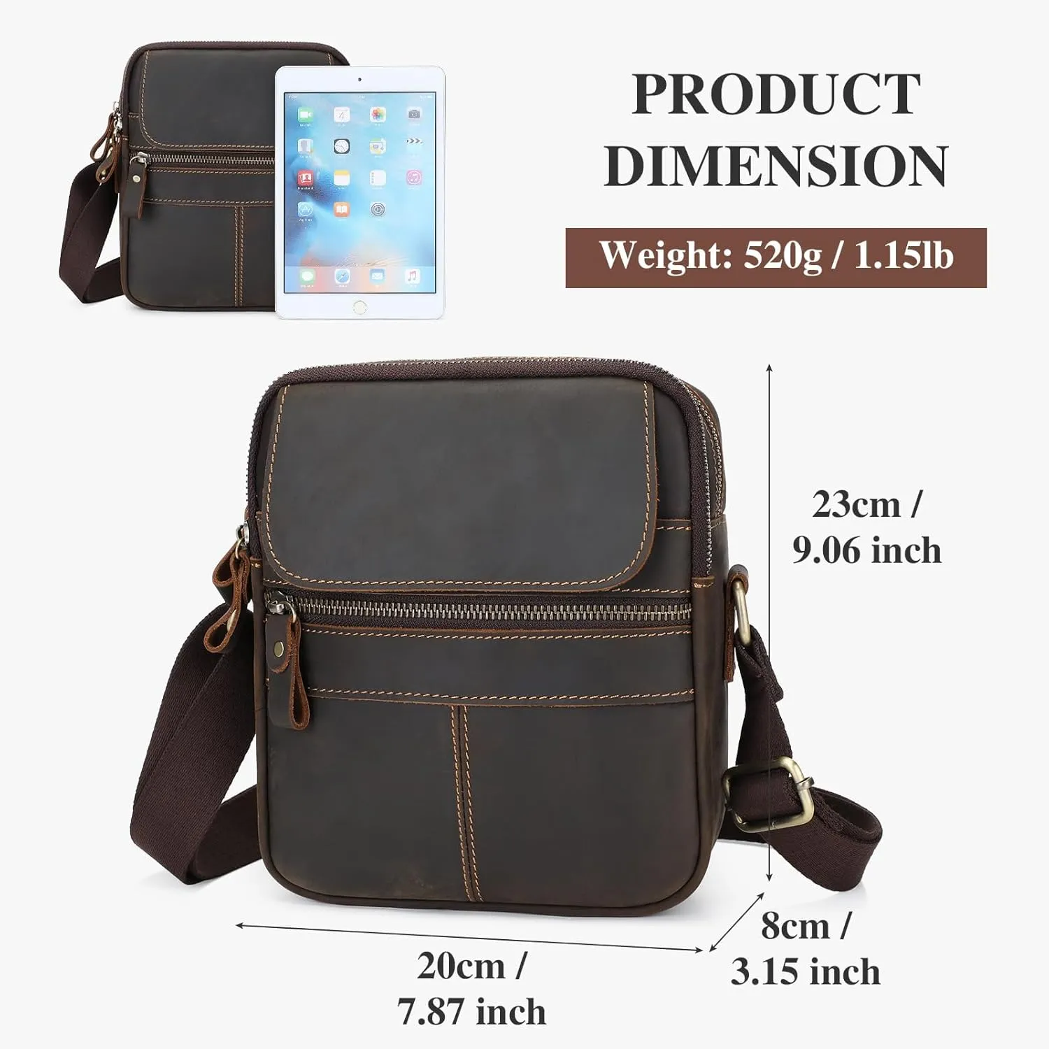 BAIGIO Genuine Leather Small Messenger Bag for Men Crossbody Shoulder Bag for Ipad Vintage Man Purse Satchel Daily Business