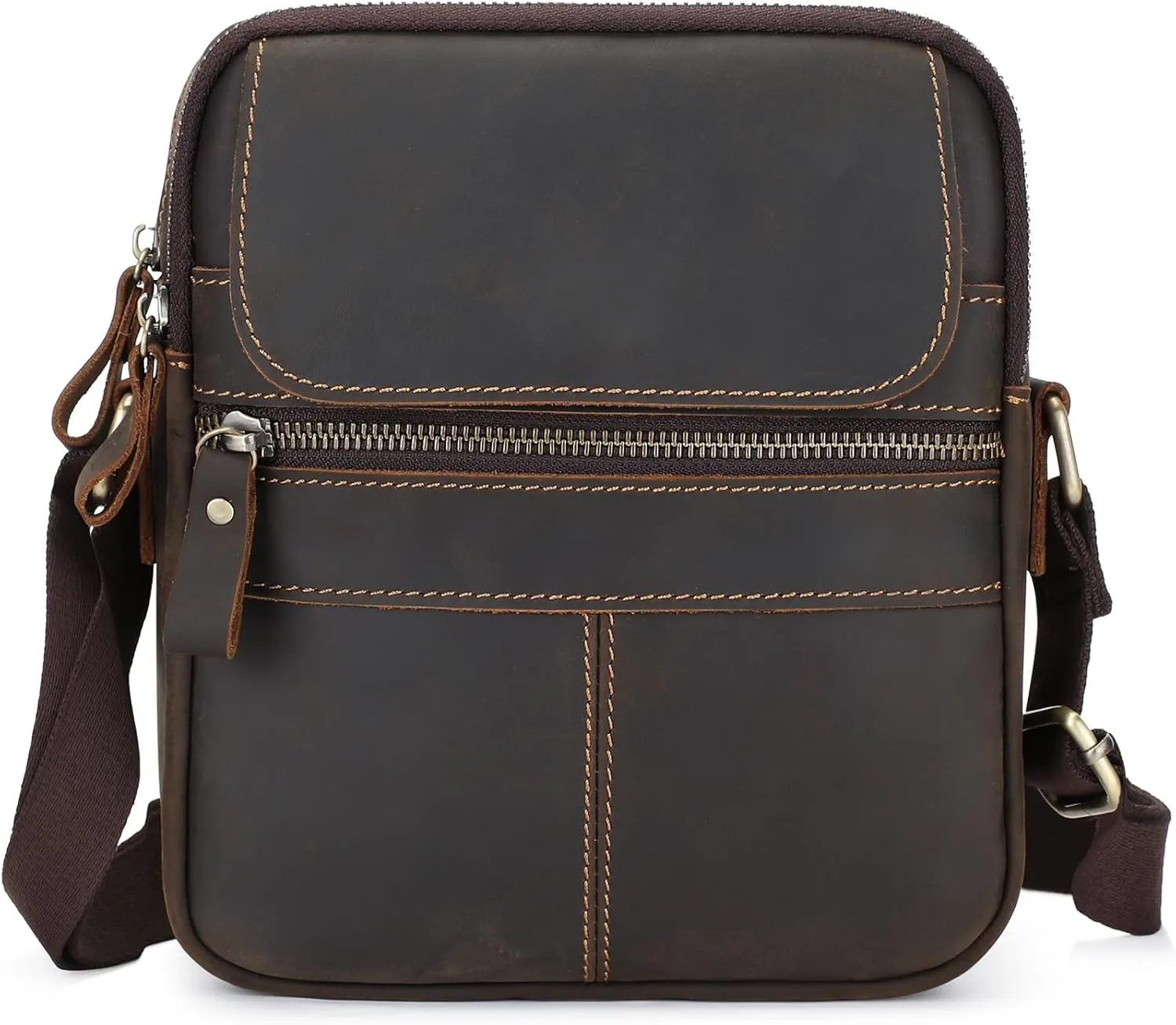 BAIGIO Genuine Leather Small Messenger Bag for Men Crossbody Shoulder Bag for Ipad Vintage Man Purse Satchel Daily Business