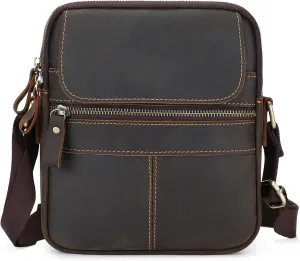 BAIGIO Genuine Leather Small Messenger Bag for Men Crossbody Shoulder Bag for Ipad Vintage Man Purse Satchel Daily Business