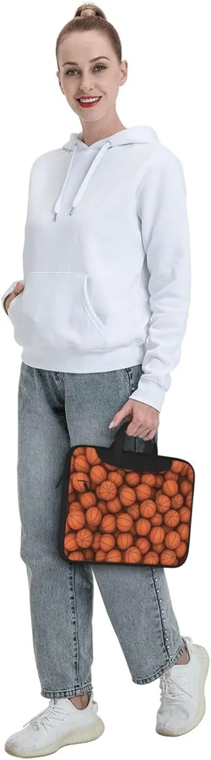 Basketball Orange Print Work Casual Office Laptop Shoulder Messenger Bag 13 inch 14 inch 15.6 inch