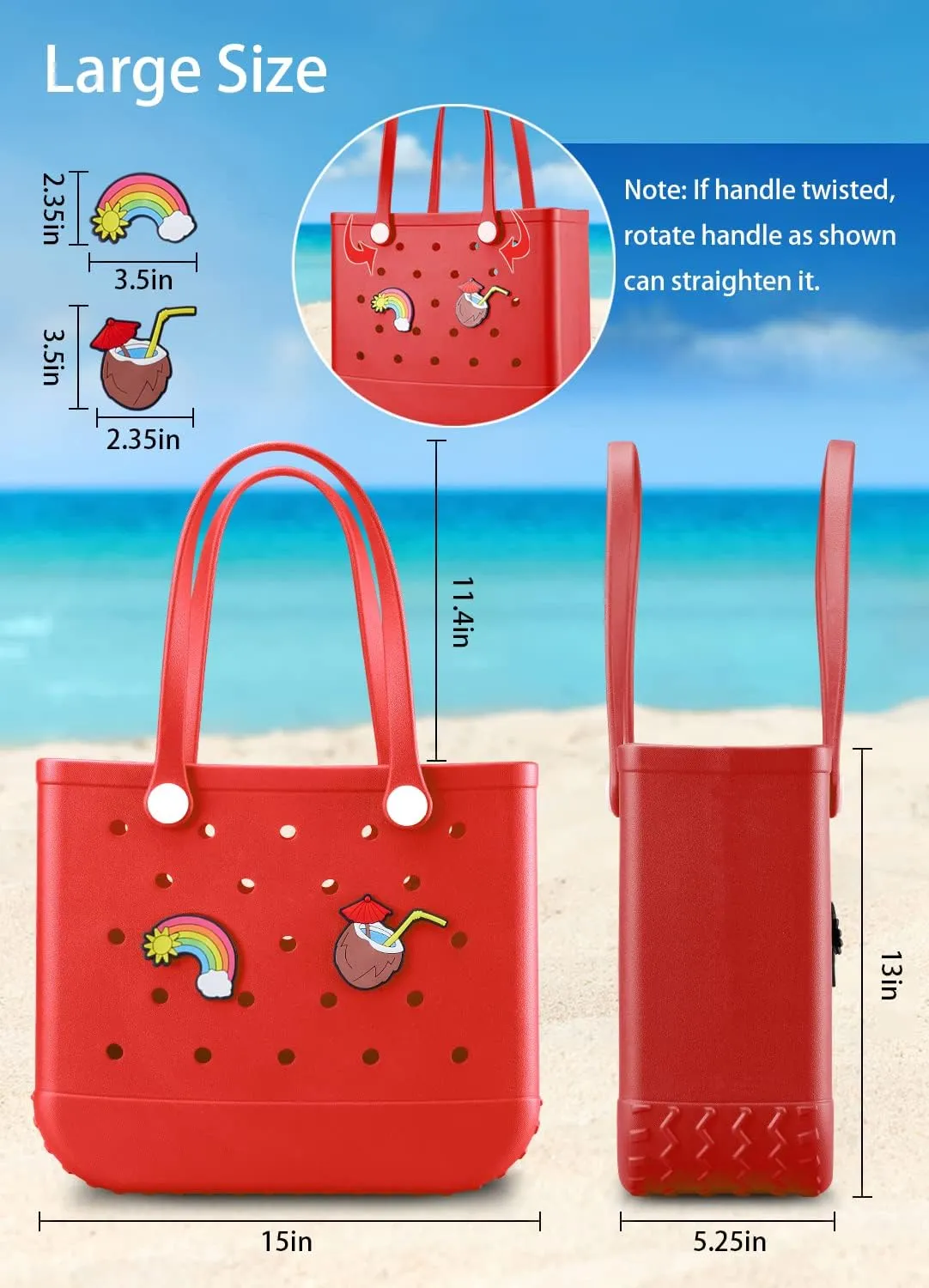 Beach Bag Rubber Tote Bag Waterproof Travel Bags for Women Washable Tote Bag Handbag for Sports Beach Market Pool