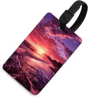 Beach Sunset Luggage Tags Baggage Card Holder for Suitcases with Privacy Shield Travel Bag Name ID Tag for Men and Women Handbag Backpack Black-Style