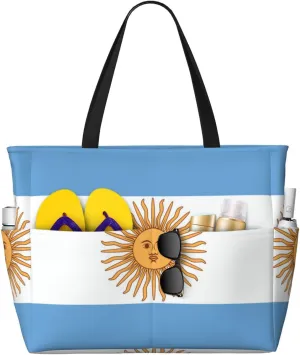 Beach Tote Pool Bags for Women-Cute Flag Day Large Gym Grocery Tote Travel Towel Bag Handbags,7 Pockets, Zipper