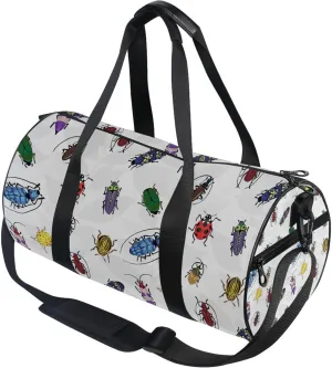 Beetles Insect Cartoon Bug Duffle Bag Gym Fitness Bag Sports Travel Workout Gymnastics Dance Bag
