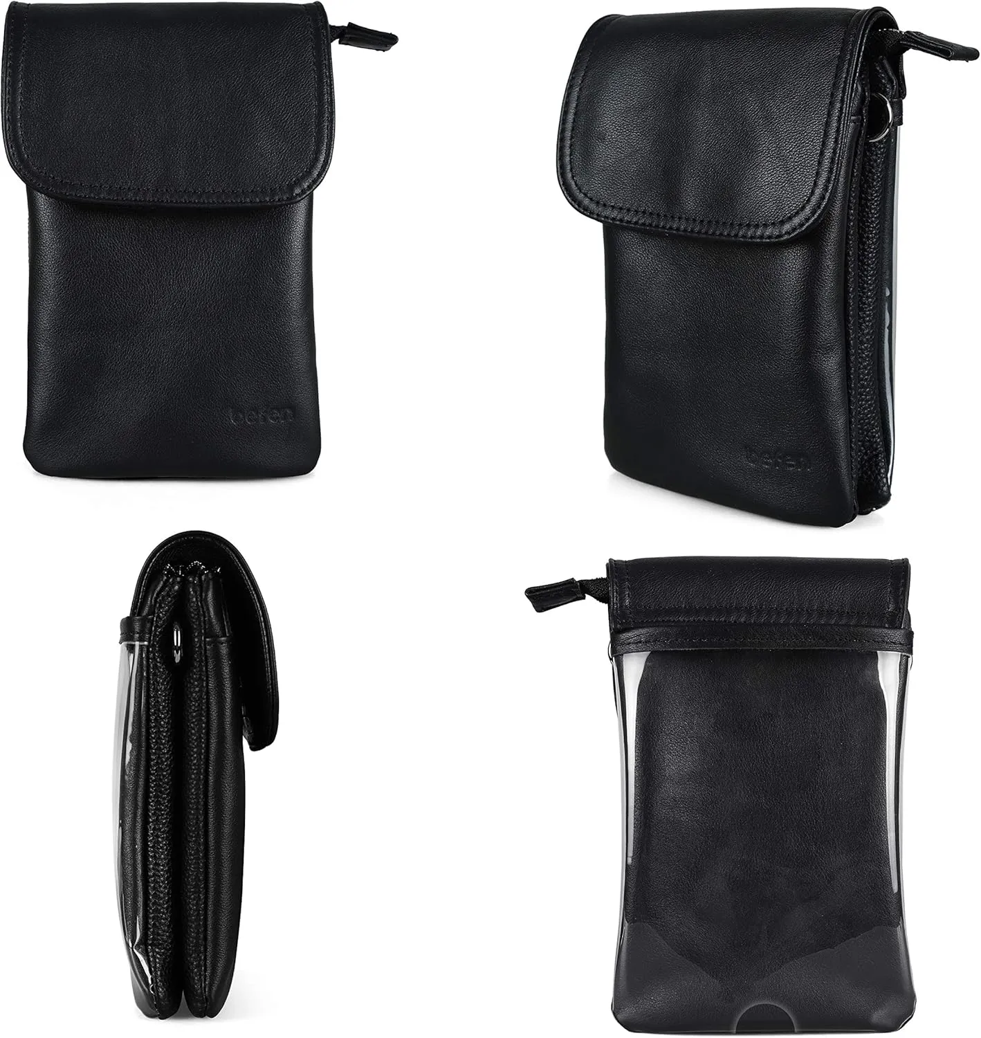 befen Genuine Leather Small Crossbody Bags for Women Cell Phone Bag Cross Body Purses,Silver Zipper