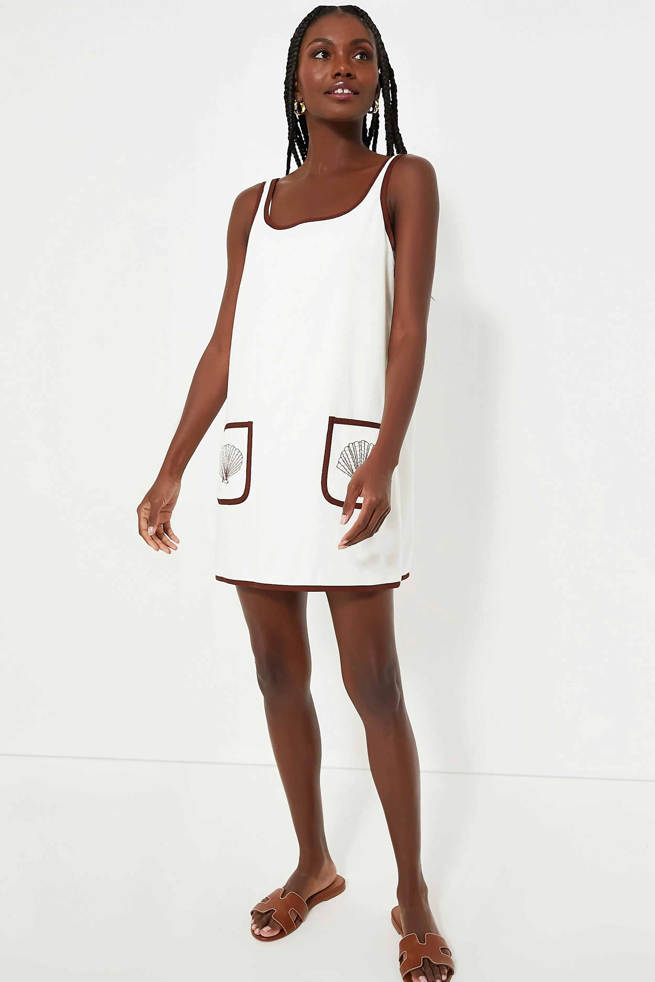 Blanc Shell Embroidered Mini Terrycloth Dress Coverup