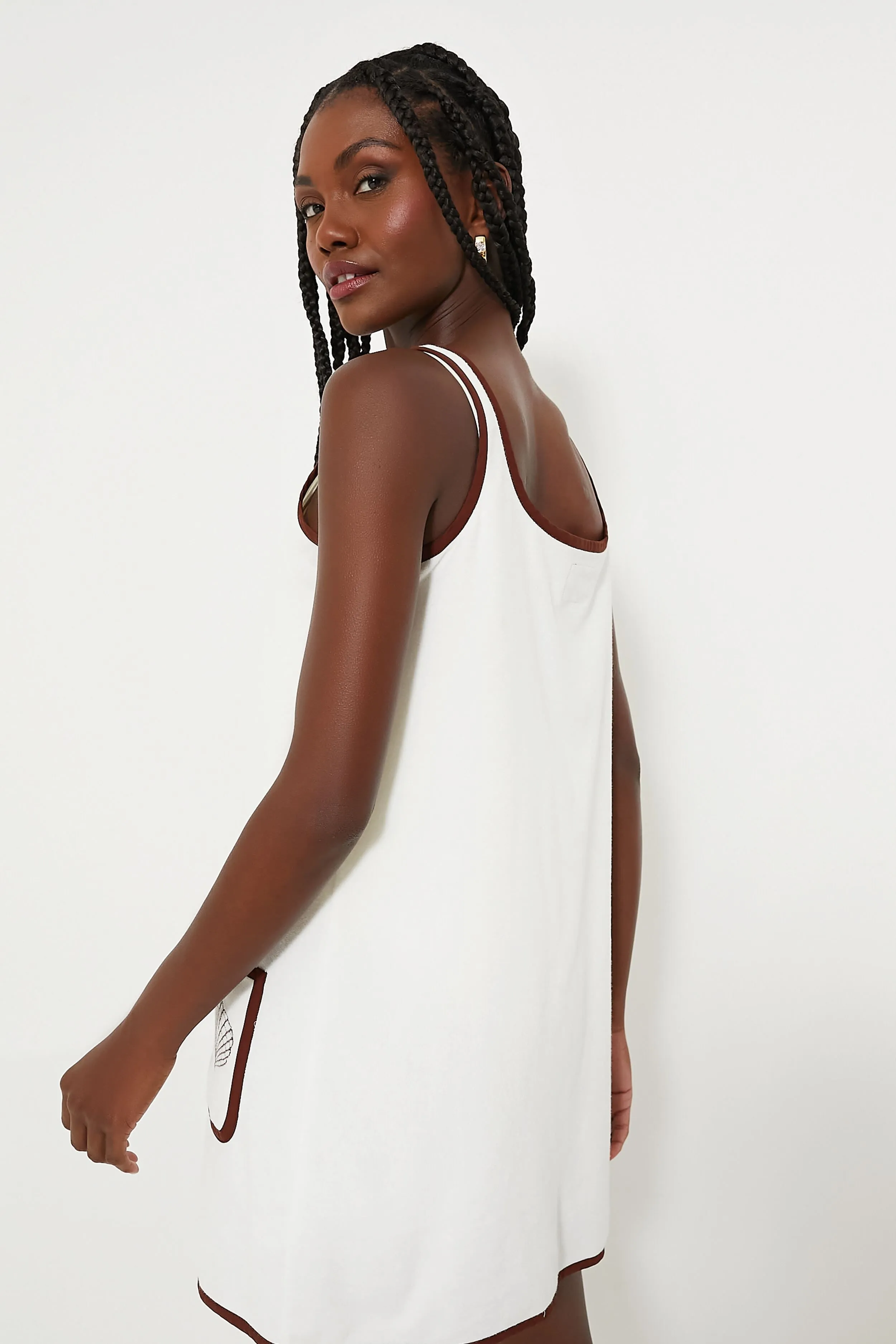 Blanc Shell Embroidered Mini Terrycloth Dress Coverup