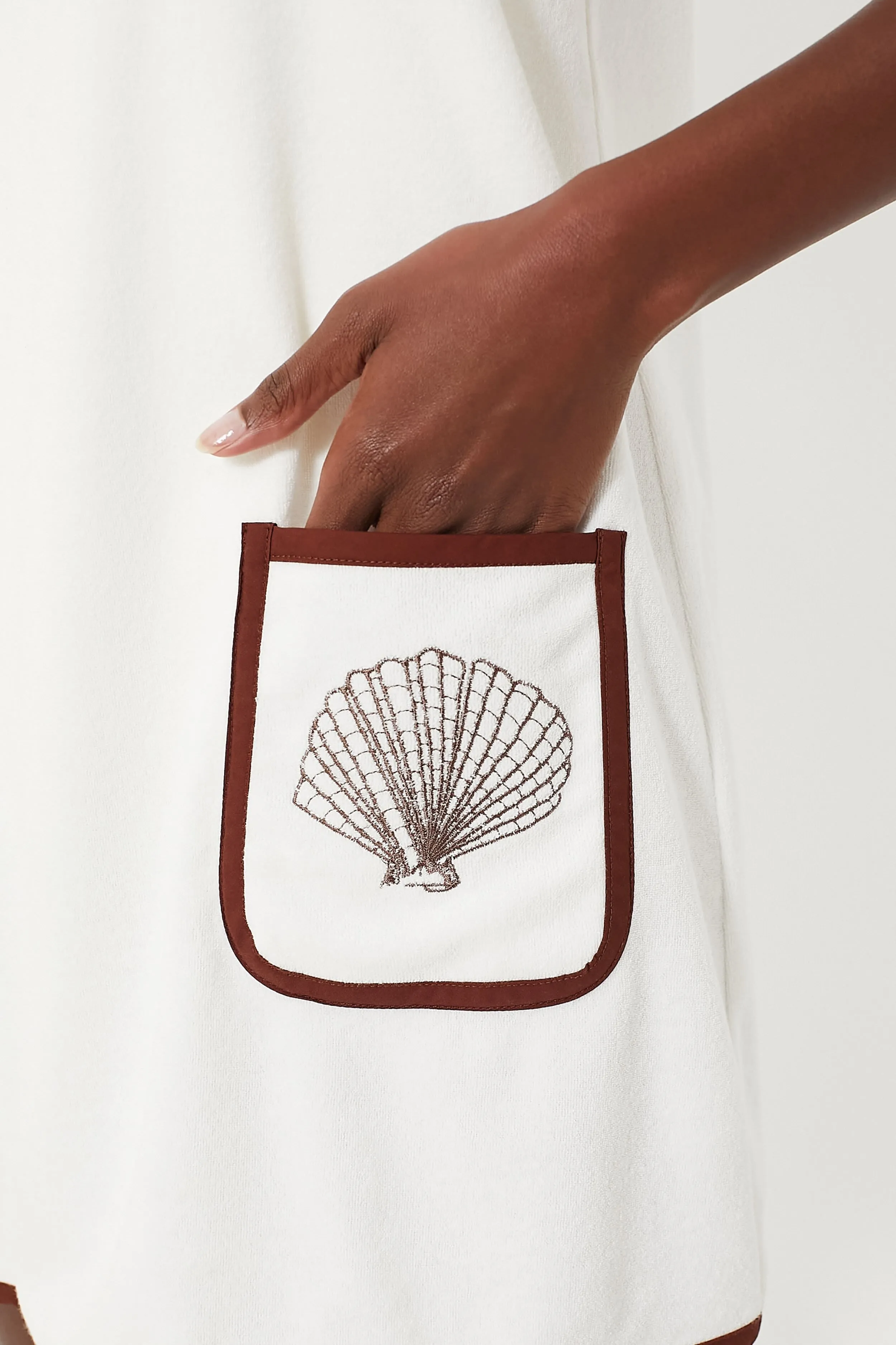 Blanc Shell Embroidered Mini Terrycloth Dress Coverup