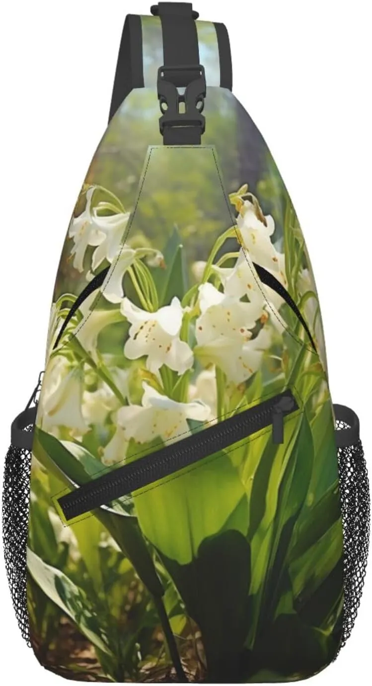 Blossoming Lilies Sling Bag Backpack For Men Cross Chest Bag Crossbody Shoulder Bag Travel Hiking Daypack