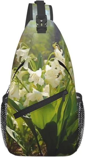 Blossoming Lilies Sling Bag Backpack For Men Cross Chest Bag Crossbody Shoulder Bag Travel Hiking Daypack