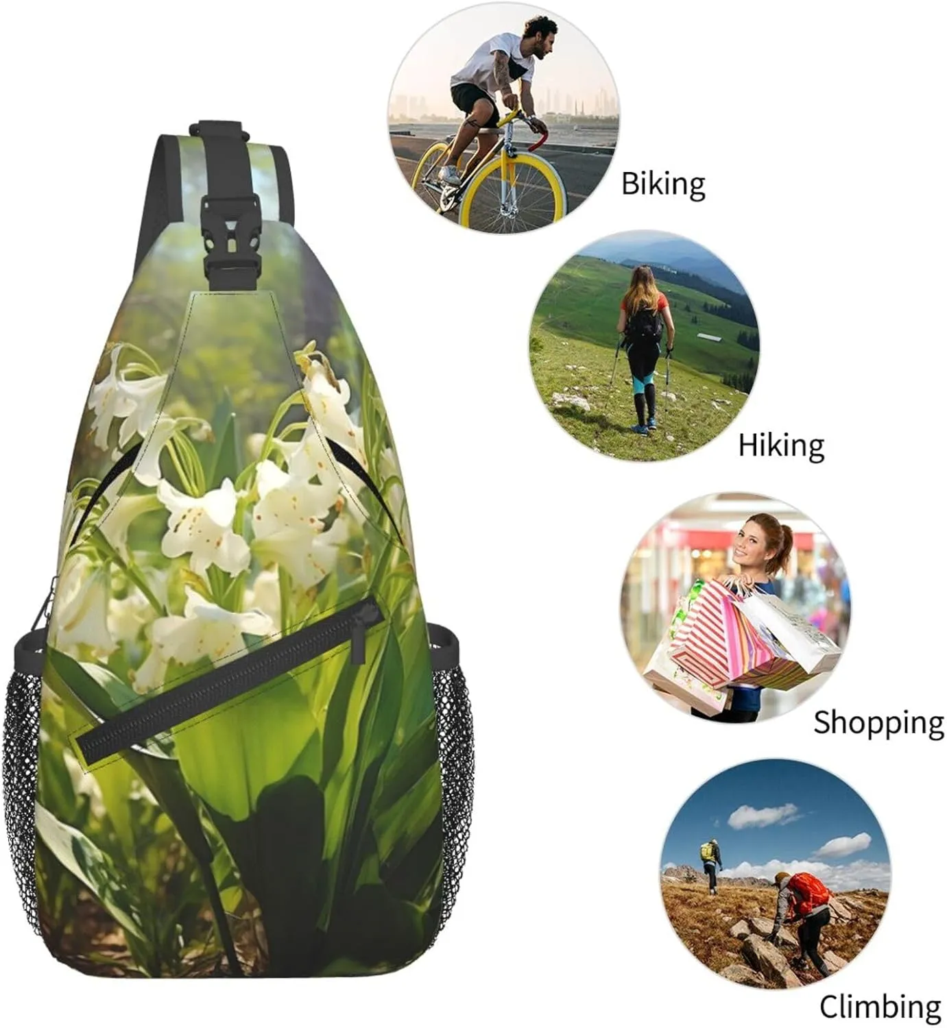Blossoming Lilies Sling Bag Backpack For Men Cross Chest Bag Crossbody Shoulder Bag Travel Hiking Daypack