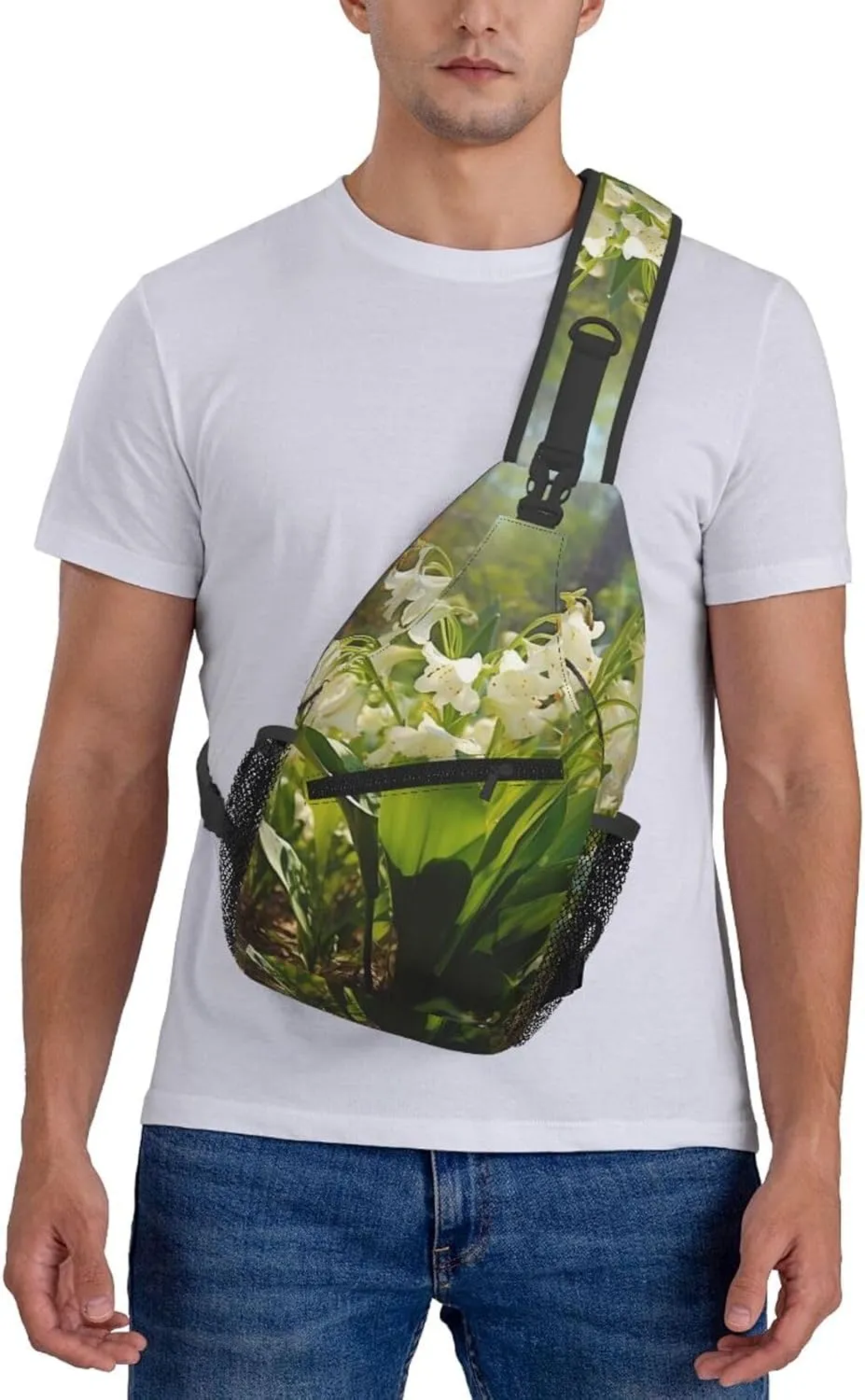 Blossoming Lilies Sling Bag Backpack For Men Cross Chest Bag Crossbody Shoulder Bag Travel Hiking Daypack