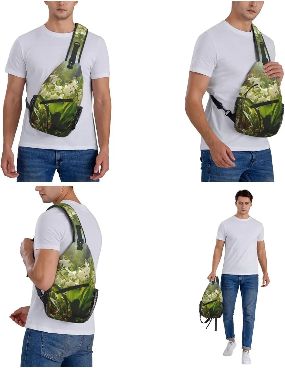 Blossoming Lilies Sling Bag Backpack For Men Cross Chest Bag Crossbody Shoulder Bag Travel Hiking Daypack