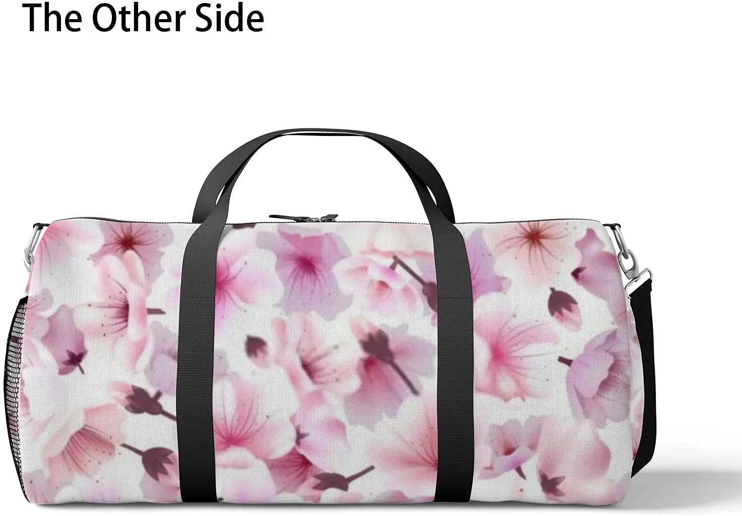 Blossoming Oriental Cherry Flowers Sports Duffel Bag Travel Gym Tote Bags Lightweight Durable Shoulder Strap Waterproof Polyester Outside Mesh Pocket Overnight Trip Duffel Bag for Women Men