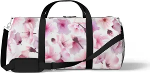 Blossoming Oriental Cherry Flowers Sports Duffel Bag Travel Gym Tote Bags Lightweight Durable Shoulder Strap Waterproof Polyester Outside Mesh Pocket Overnight Trip Duffel Bag for Women Men