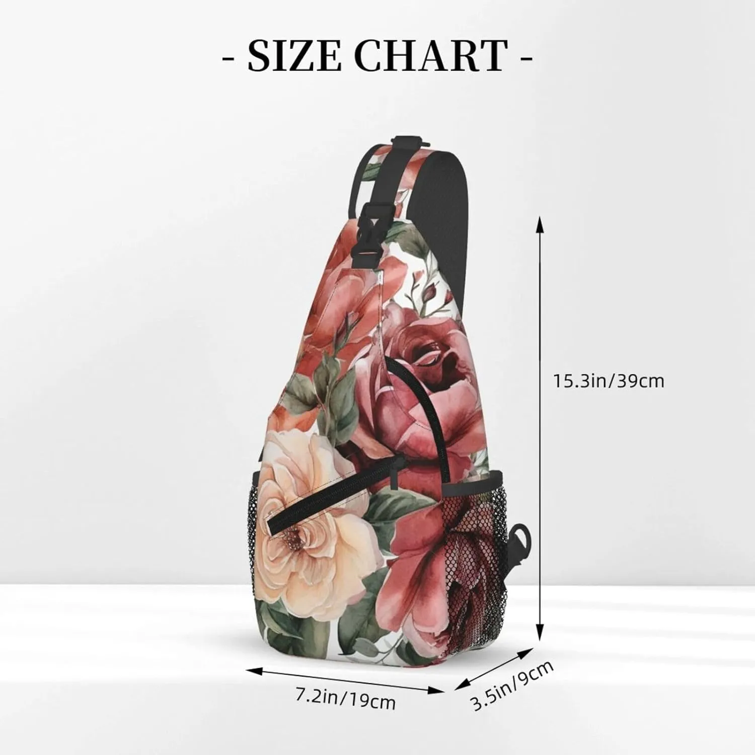 Blossoming Rose Flowers Sling Bag Backpack For Men Cross Chest Bag Crossbody Shoulder Bag Travel Hiking Daypack