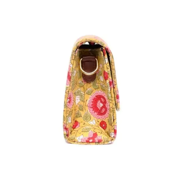 BLOSSOMING ROSES IN BASANT COTTON PRINTED BOX BAG