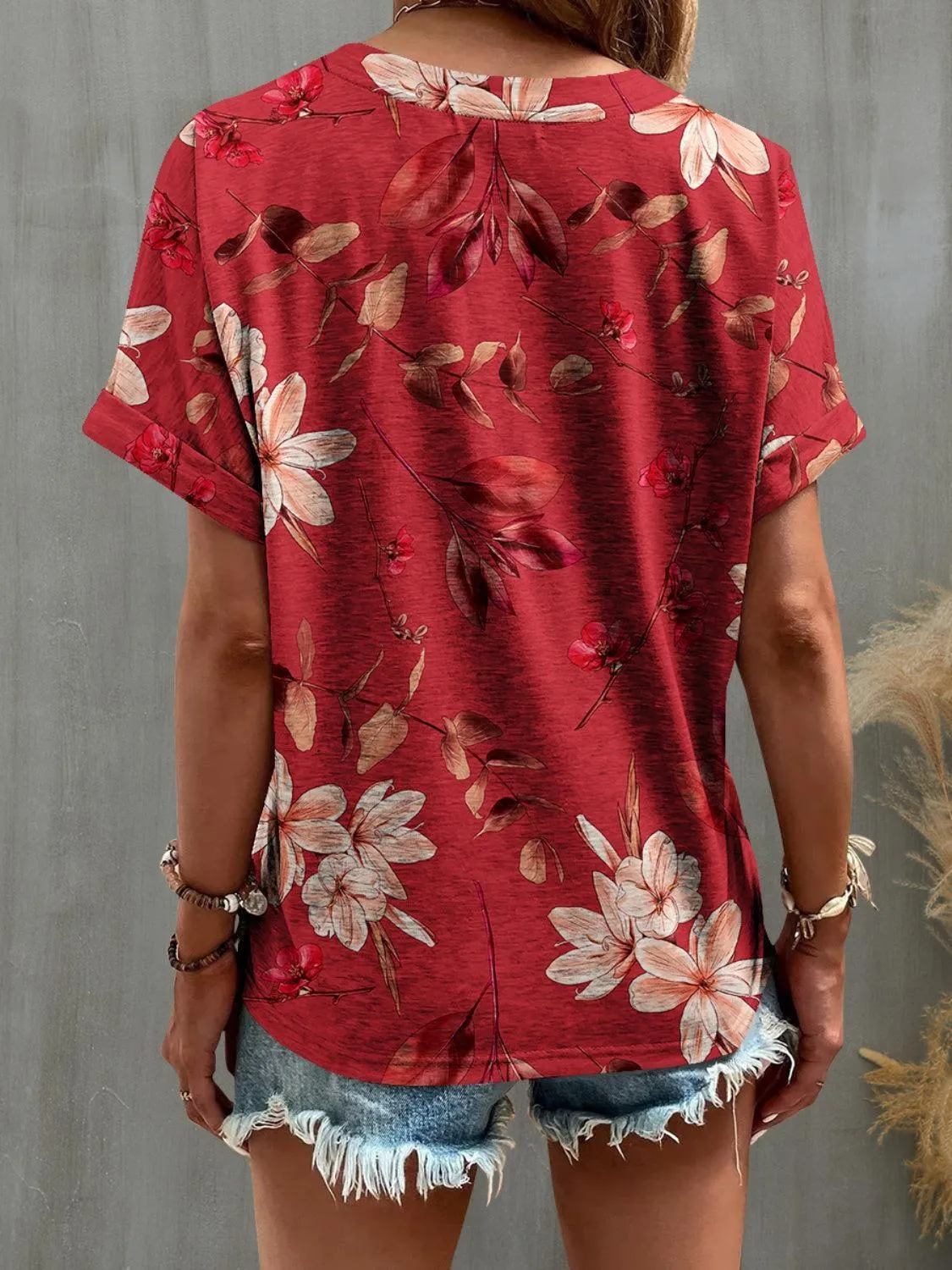 Blossoming Short Sleeve Floral Blouse