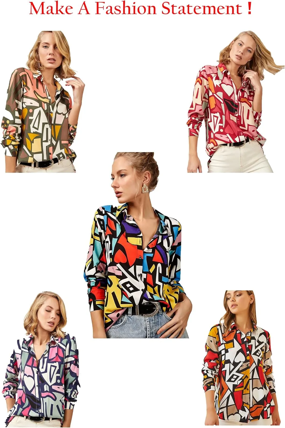 Blouses for Women Fashion, Long Sleeve Button Down Shirts Dressy Casual Tops