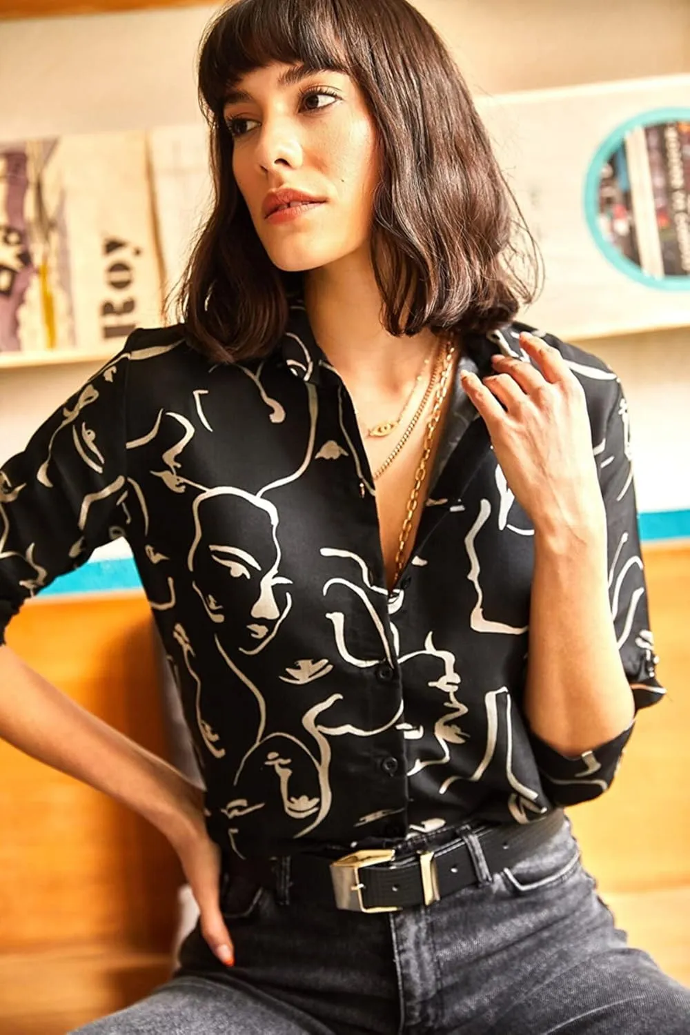 Blouses for Women Fashion, Long Sleeve Button Down Shirts Dressy Casual Tops