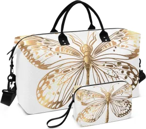 Bolaz Duffle Bag for Travel-Butterfly Print，Weekender Overnight Bag with Wet Pocket for Women，Large Carry On Airport Bag with Toiletry Bag