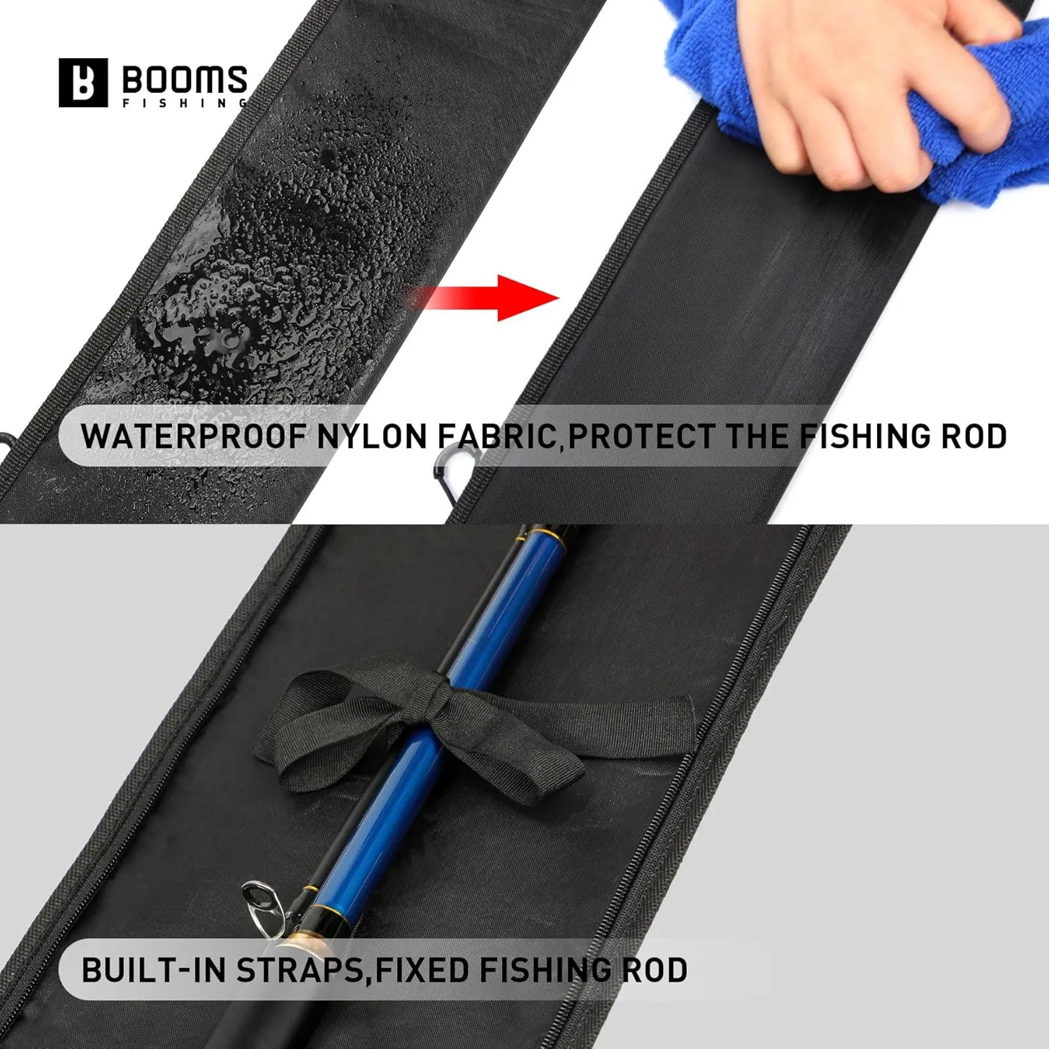 Booms Fishing PB3/PB4 Fishing Rod Case, Portable Folded Fishing Pole Case, 0.6ft Hidden Extended Design Fishing Rod Bag, Store Up to 2~3 Fishing Poles or Fishing Rods with Reels,5 Styles