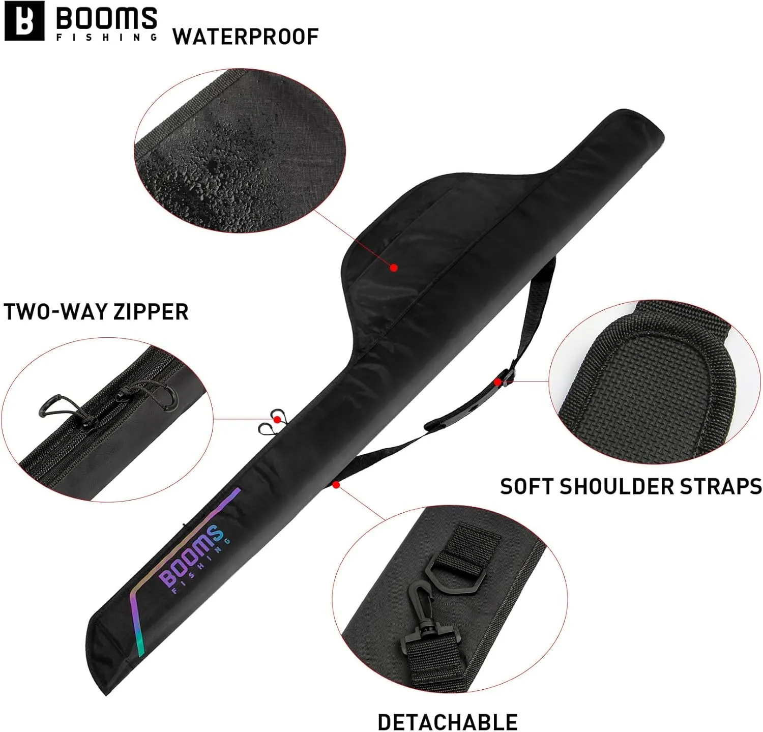 Booms Fishing PB3/PB4 Fishing Rod Case, Portable Folded Fishing Pole Case, 0.6ft Hidden Extended Design Fishing Rod Bag, Store Up to 2~3 Fishing Poles or Fishing Rods with Reels,5 Styles