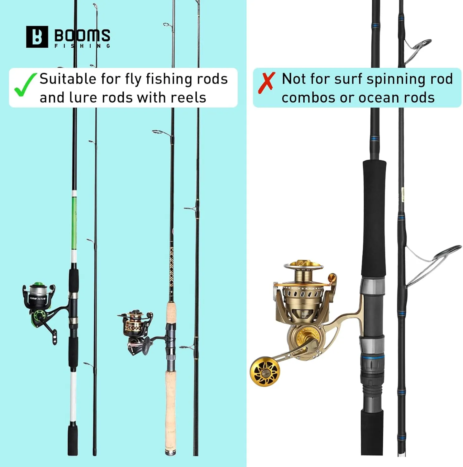 Booms Fishing PB3/PB4 Fishing Rod Case, Portable Folded Fishing Pole Case, 0.6ft Hidden Extended Design Fishing Rod Bag, Store Up to 2~3 Fishing Poles or Fishing Rods with Reels,5 Styles