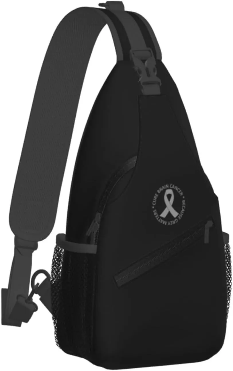 Brain Cancer Awareness Brain Tumor Sling Bag Crossbody Backpack Shoulder Casual Daypack Bag for Men Women