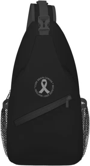 Brain Cancer Awareness Brain Tumor Sling Bag Crossbody Backpack Shoulder Casual Daypack Bag for Men Women