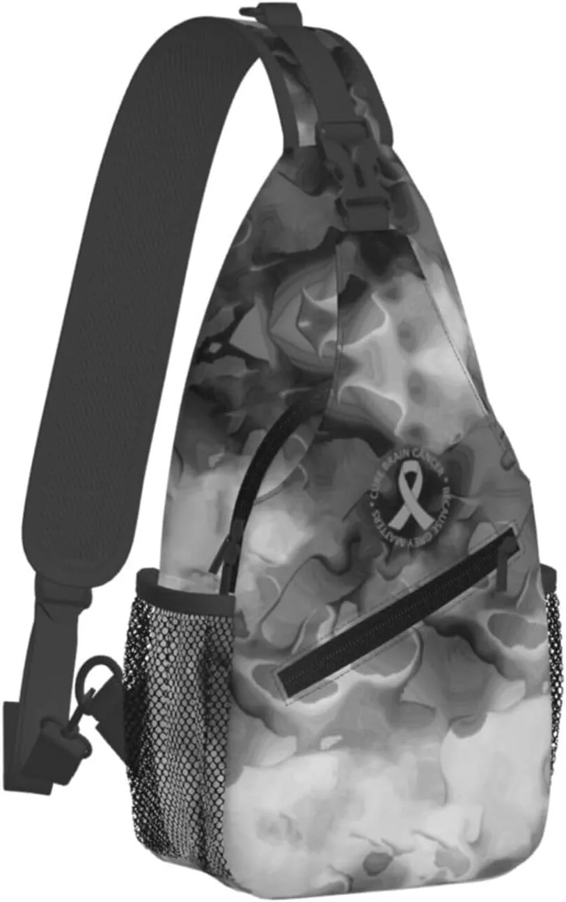 Brain Cancer Awareness Brain Tumor Sling Bag Crossbody Backpack Shoulder Casual Daypack Bag for Men Women